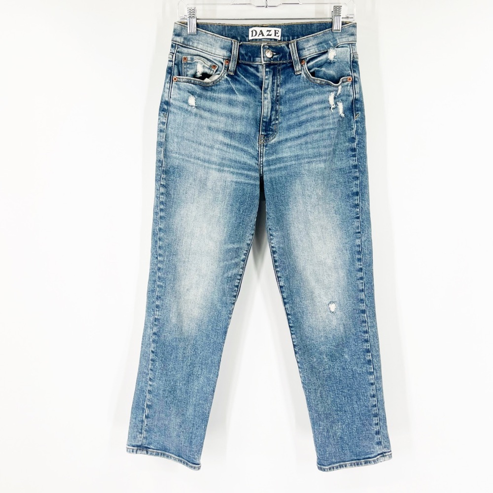 Daze Denim High Rise Distressed Straight Jeans
